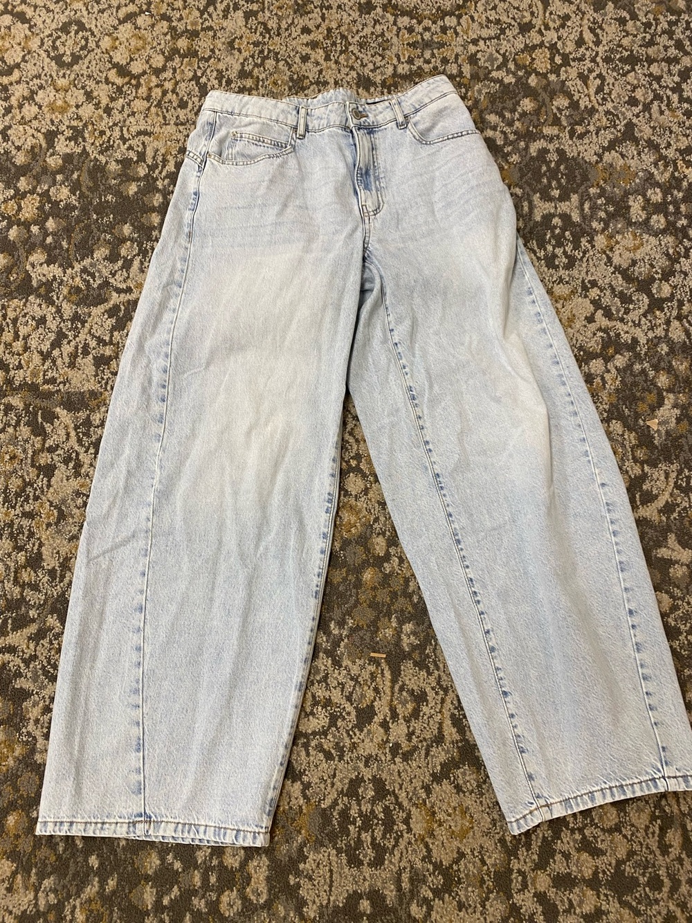 Zara Light Blue Boyfriend Wide-Leg Jeans